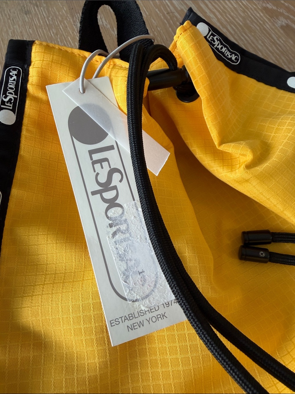 NWT LeSportsac NADINE Drawstring Backpack Mango Yellow Perfect Travel Bag Purse - Picture 2 of 16